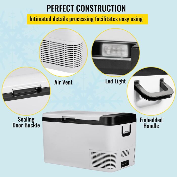 Автохолодильник VEVOR 35л нержавіюча сталь 12/24V DC & 220V AC, портативний компресорний холодильник -20°C до +20°C для авто, вантажівок, кемпінгу