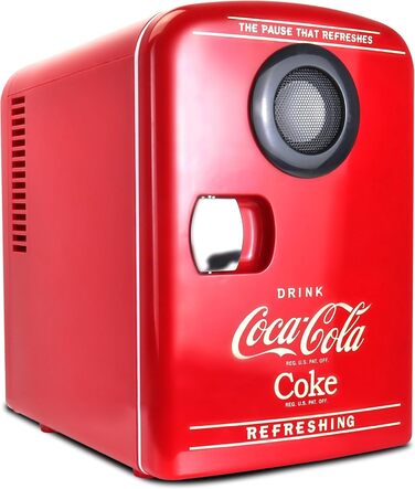 Холодильник Coca-Cola Mini 4L з Bluetooth, для дому, офісу, їжі та напоїв (червоний)