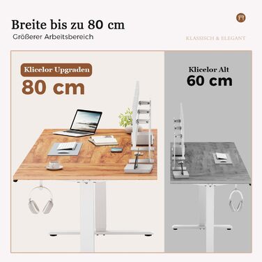 Регульований стіл Klicelor, електричний, з пам'яттю, для офісу, 160 x 80 см, білий/світло-коричневий