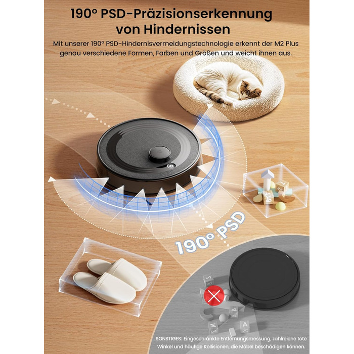 Робот-пилосос LEFANT M2 Plus з картографією, лазерною навігацією, 6000Pa, WiFi/App/Alexa, чорний