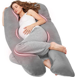 Подушка для вагітних Nuliie U-подібної форми знімний чохол, сіра - підтримка спини, стегон та ніг