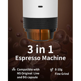 Портативна електрична кавомашина Eversange для еспресо, подорожей, сумісна з меленою кавою та капсулами Nespresso (зелена з LCD-дисплеєм)