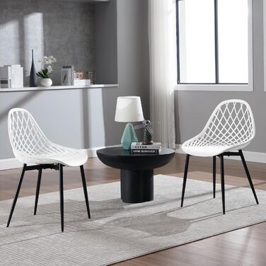 Стілець для їдальні, кухні, вітальні, балкон - сучасний, білий, пластик, металеві ніжки, комплект з 8 шт. K0018EZS-4