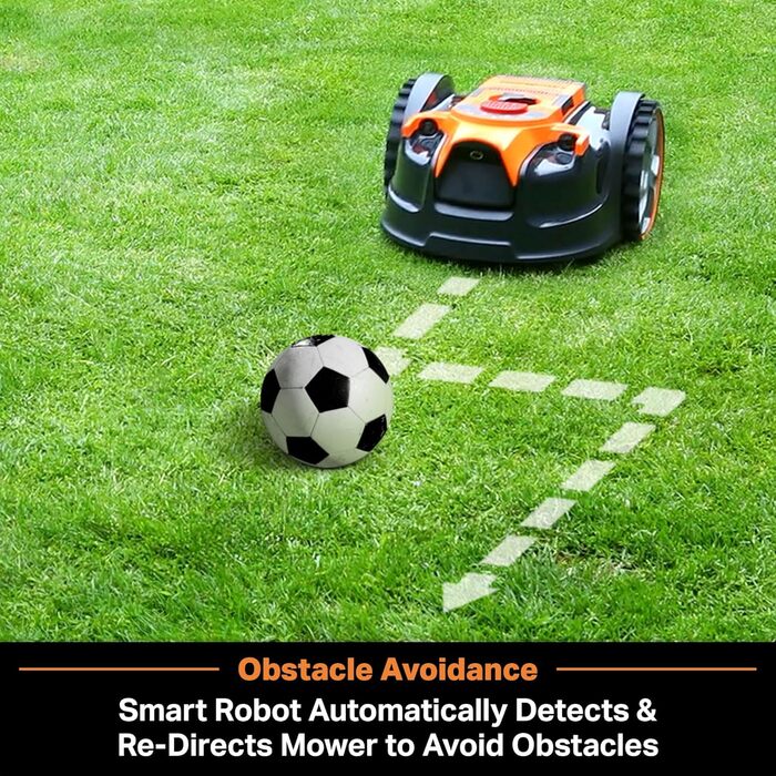 Робот-газонокосарка LawnMaster OcuMow 24V MAX з оптичною навігацією, автоматичним обходом перешкод і точним підрізанням, комплект з 10-дюймовим тримером для трави