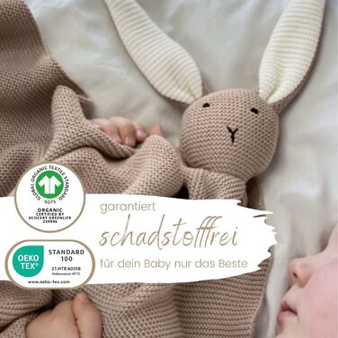 Оригінальна дитяча ковдра CUDDLY BUNNY рожева Ковдра для новонароджених зі 100 органічної бавовни Екологічна затишна ковдра в'язана для дівчат Коляска з ковдрою для обіймів Дитяче початкове обладнання Подарунок на народження (капучино)