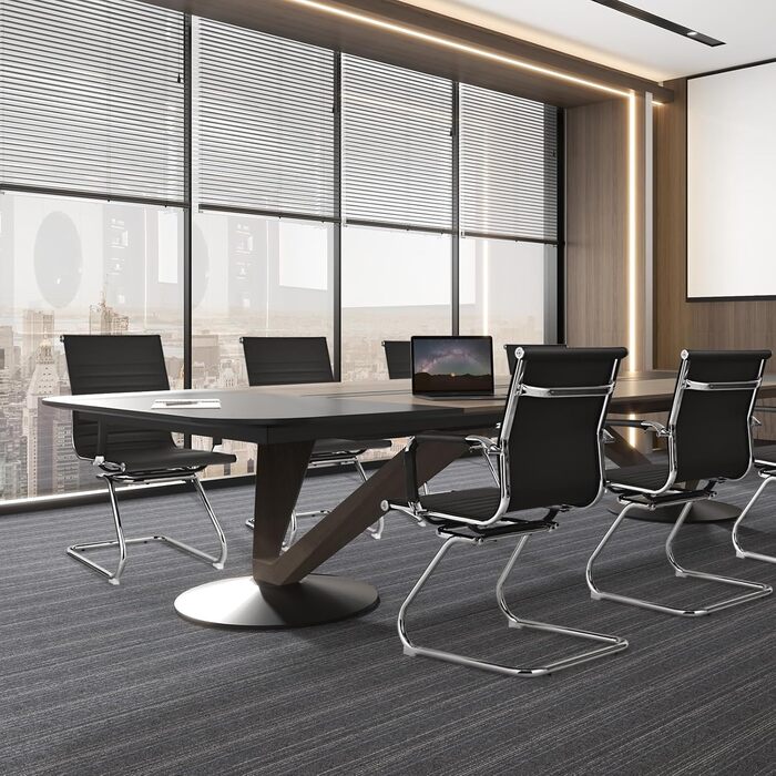 Крісла-гойдалки GIANTEX 2 шт., ергономічні конференц-крісла для гостей з підлокітниками, міцний металевий каркас до 120 кг, сучасні крісла з штучної шкіри, чорні