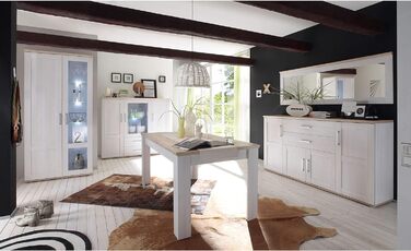 Тумба-консоль Stella Trading ROMANCE в стилі кантрі, матеріал: осика, колір: горіх/дуб Сан Ремо, 186 x 100 x 46 см. Велика тумба для вітальні з великим об'ємом зберігання.