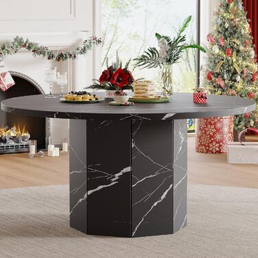 Дерев'яний обідній стіл HSH на 4-6 осіб, кухонний стіл, сучасний дизайн, 120x120x75 см (чорний)