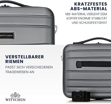 Валіза ручної поклажі WITTCHEN Globe Line сірого кольору з ABS-пластику та кодовим замком | 25 x 33 x 16,5 см | Підходить для Lufthansa, Eurowings, Ryanair, Condor, Discover Airlines