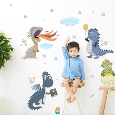 Настінне татуювання дитяча кімната ручний малюнок дитячий садок STICKER настінна наклейка дитяча кімната, дитяча кімната динозаврів (40 х 40 см), 290