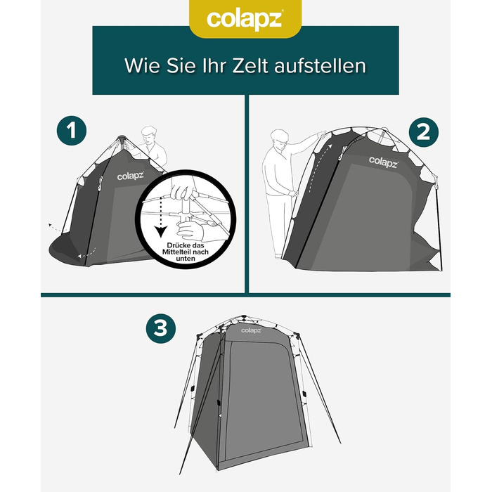 Намет для душу та туалету Colapz – портативна роздягальня для кемпінгу, сірий, 2,1 м
