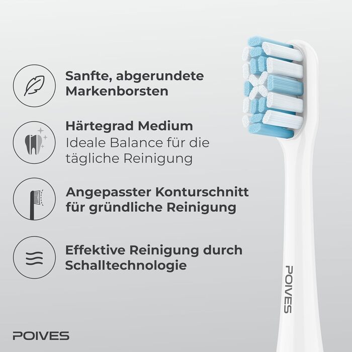 Електрична зубна щітка POIVES P1 Pro з датчиком тиску, 72000 рухів, гарантія до 4 років, 111 днів без ризику, тривалий час роботи, колір Midnight Blue (Silk White)