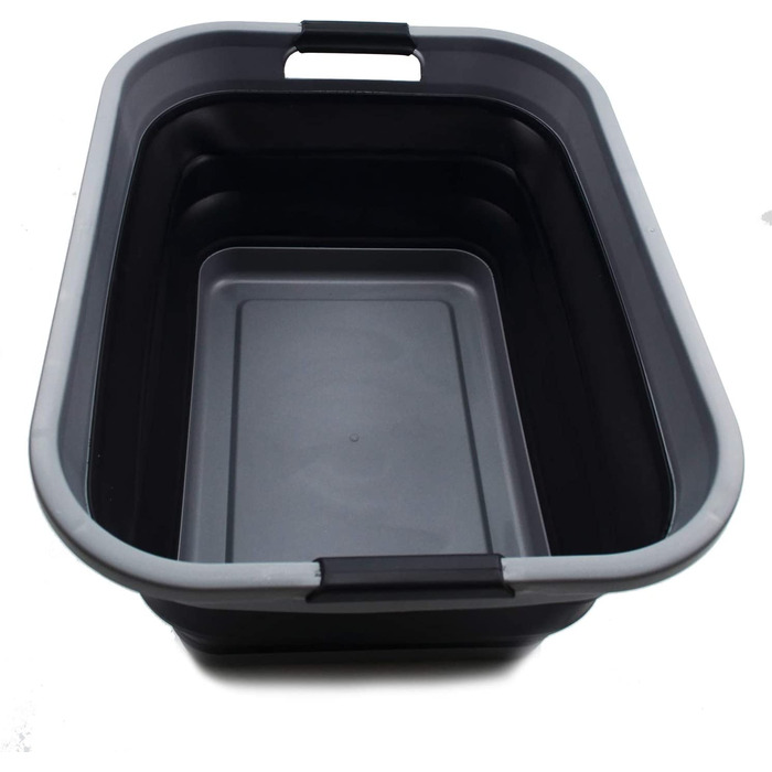 Складна Пластикова корзина для білизни SAMMART 41L-складаний висувний контейнер для зберігання / органайзер-Портативна пральна ванна-компактна Кошик /Кошик (Сірий / Чорний)