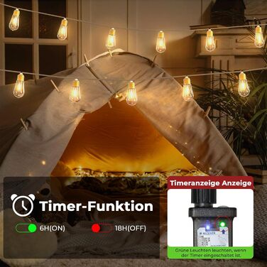 LED гірлянда для декору: 24 лампочки, 12 метрів, RGB, тепле біле світло, 8 режимів, таймер, диммування, для дому, саду, балкону, вечірки, святкування