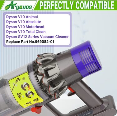 Змінний фільтр Aryavos 2 шт. для миється фільтра Dyson, пилосос для циклонних тварин V11, V15, SV14, повністю очищаючий пилосос, Заміна dy-970013 - 02 і 97001302 (V10-2 шт.)