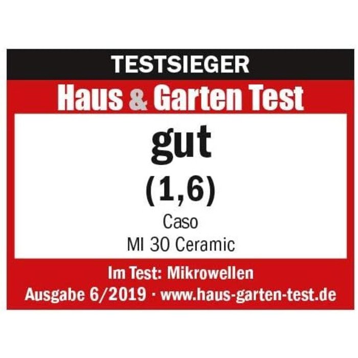 Мікрохвильова піч CASO MI 30 Ceramic Inverter, 30 л, 1000 Вт, нержавіюча сталь, срібляста - Переможець тесту Haus & Garten