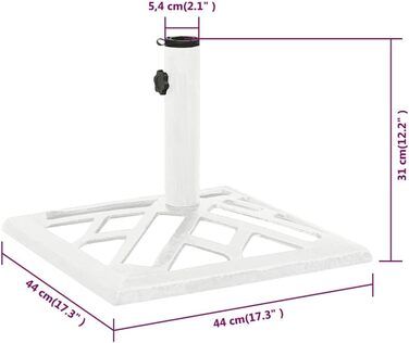 Підставка для парасольки від сонця, підставка для парасольки, основа для парасольки, тримач для парасольки, тримач для парасольки від сонця, лита залізна підставка, білий колір, 45x45x30 см