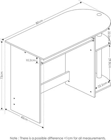 Комп'ютерний стіл/письмовий стіл Furinno, еспресо/чорний, 80 x 73 x 40 см