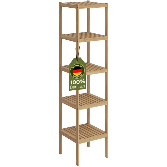 Бамбуковий шафка для ванної кімнати Bellamio Newa Badregal – 5 полиць, 140x33x33 см