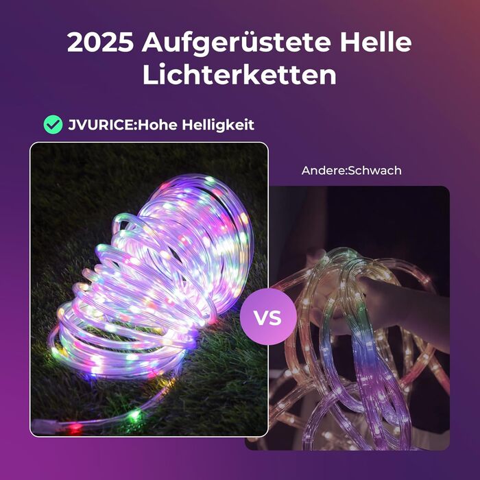 LED гірлянда для декорування: 24 лампочки, 12 м, RGB, тепле біле світло, 8 режимів, таймер, димування. Підходить для дому, саду, балкону, вечірки, весілля, святкування Різдва.