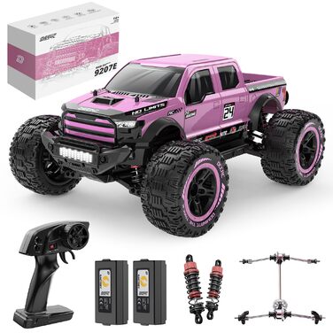 Радіокерований позашляховик DEERC 1:10 4WD 48+ км/год, Monstertruck для дорослих та дітей, рожевий, з 2 акумуляторами