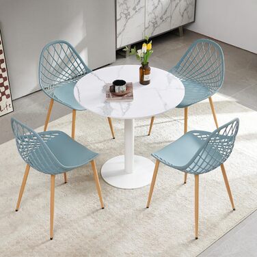 Круглий обідній стіл для кухні, вітальні, балкону. Білий стіл 70x70 см з мармуровою стільницею та прямою ніжкою