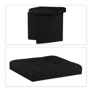 Relaxdays Складний табурет з місцем для зберігання, льон