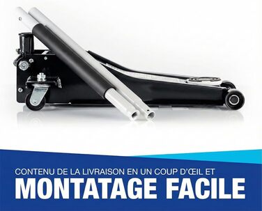 Гідравлічний домкрат NTG 3T з низьким профілем, сертифікований TÜV, для легкових авто та SUV (чорний)