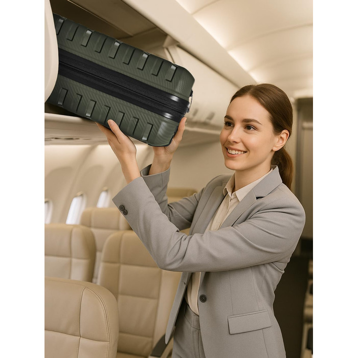 Набір валіз Smartbox Hartschalen 3 шт. | Розширювані, з TSA-замком, з відділенням для ноутбука | Olive (Оливковий), S (55 см)