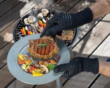 Рукавички для гриля AMZBBQ преміум-класу, термостійкі рукавички для випічки при температурі до 500 градусів, подовжені рукавички для духовки, рукавички для запікання