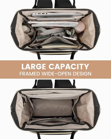 Рюкзак для ноутбука LOVEVOOK для жінок, великий шкільний рюкзак для підлітків, рюкзак ручної поклажі, водонепроникний дизайн, дихаючі плечові лямки, для університету, школи та подорожей, бежево-сірий (17 дюймів, сірий / чорний)