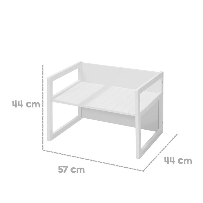 Заміський будинок Стиль для дітей - 2 табуретки та стіл - розкладний на лавку - дерево біле, від 2 років