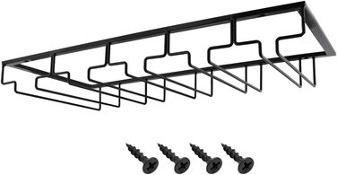 Стелаж для келихів MOCOUM під шафу, підвішувач для келихів на стеблевій ніжці, дротяна конструкція, тримач для келихів, органайзер для зберігання у шафі, на кухню, до бару (5 рядів, 1 шт.) (Чорний)