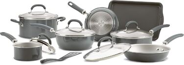 Набір посуду Rachael Ray Create Delicious з антипригарним покриттям (13 предметів), сірий
