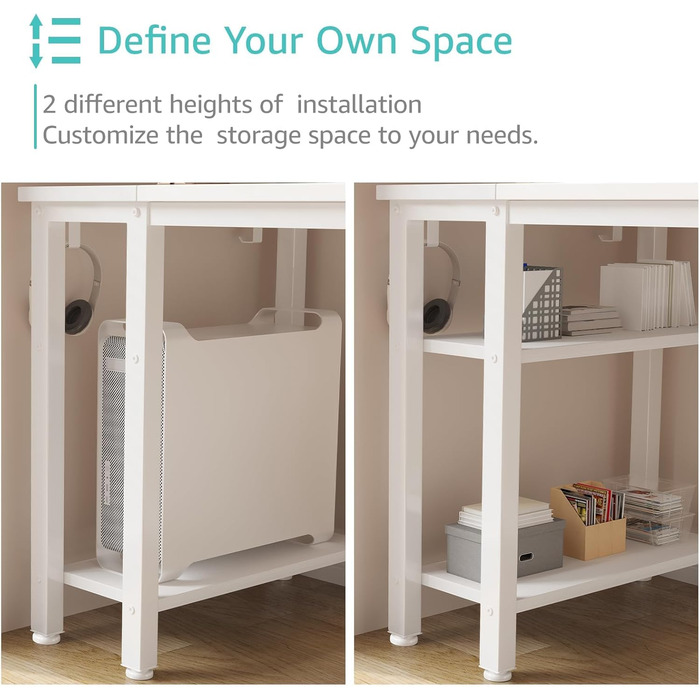 Комп'ютерний стіл Lufeiya з 4 висувними ящиками та полицями для зберігання, для дому, офісу, спальні, сучасний, простий дизайн, для студентів, ПК, 119,4 см