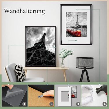 Рамка для фото 5 шт. A4 чорна, з плексигласом, для встановлення та підвішування | Фоторамки Schwarz 21x29.7 см