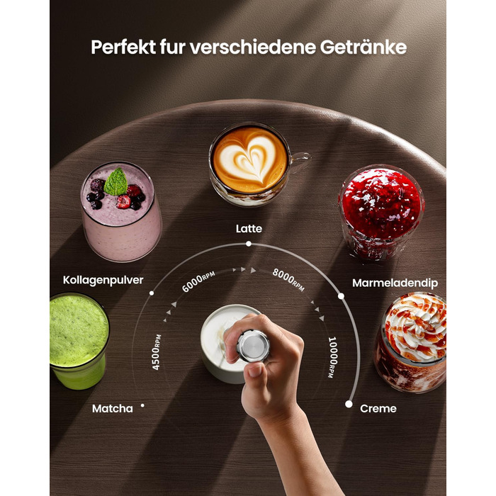 Електричний піноутворювач для молока Maestri House з регулюванням швидкості, знімний міксер з нержавіючої сталі, для лате та капучино (сірий)