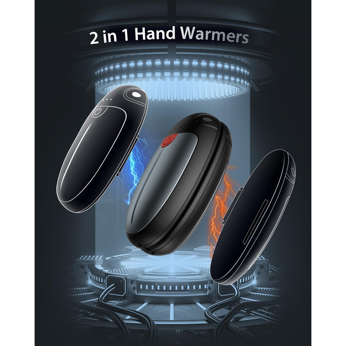 Електричні грілки для рук VTHW 2 шт. - перезаряджувані, USB, 20 годин тепла, 3 рівні температури, для спорту та артриту (Сірий)