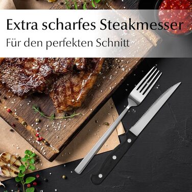 Набір столових приборів Miamio для 6 осіб (72 шт.) з нержавіючої сталі 18/10, сріблястого кольору, придатний для миття в посудомийній машині