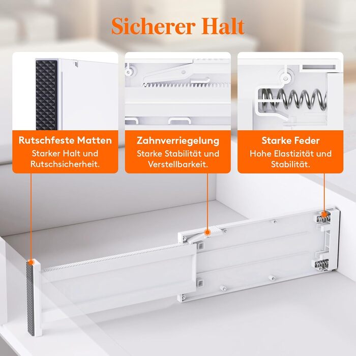 Органайзери для шухляд Lifewit, 5 шт., пластикові, регульовані, 27–40 см, для шафи/спальні/кухні, білий