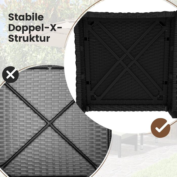 Набір садових меблів Yaheetech з ротангу для балкона та тераси: 2 крісла, 2 пуфи, столик - чорний та бежевий