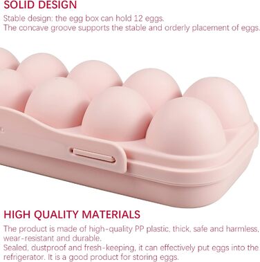 Ящик для яєць, 12 решіток, кришка, зберігання яєць, холодильник, транспортна коробка, пластик, контейнер для зберігання, яйця, 29,5x10см, 2 шт.