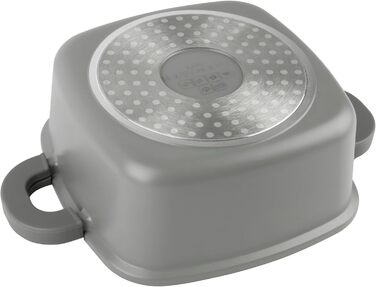 Каструля з антипригарним покриттям 10 літрів, діаметр 28 см, з кришкою, з алюмінієвого лиття, для всіх типів плит (в т.ч. індукційних), сірого кольору. Ідеально підходить для приготування супів, тушкування та інших страв.