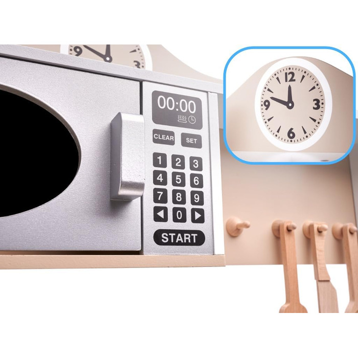 Дерев'яна дитяча кухня з мийкою, духовкою та витяжкою, модель 4