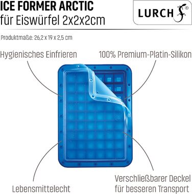 Лід Lurch Ice Former Arctic 2 см, 54 кубики льоду, синій, прозора кришка