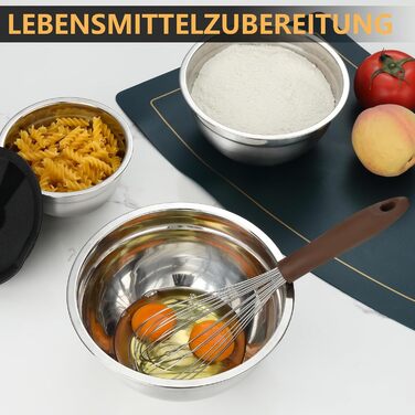 Набір місок для перемішування Hunnycook, 7 шт., нержавіюча сталь, з кришкою, для салатів, миття в посудомийній машині, 5L, 4.5L, 4L, 2.4L, 1.7L, 1.25L, 0.8L, сріблястий