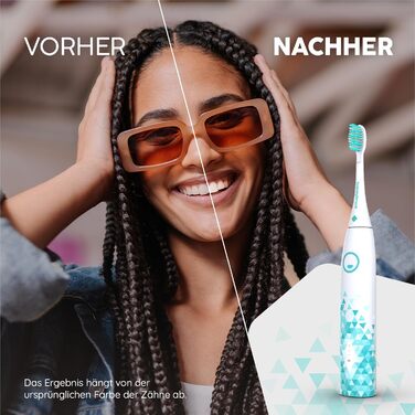 Електрична зубна щітка happybrush Eco VIBE 3 подвійна (чорна/м'ятна та біла/м'ятна) з кейсом для подорожей | 6 тижнів роботи від акумулятора