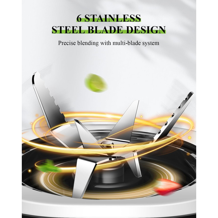 Шардор Стаціонарний міксер, блендер для смузі з 6 лезами з нержавіючої сталі, 2 швидкості та функція P-Turbo, 700 Вт, 1,25 л скляний глечик