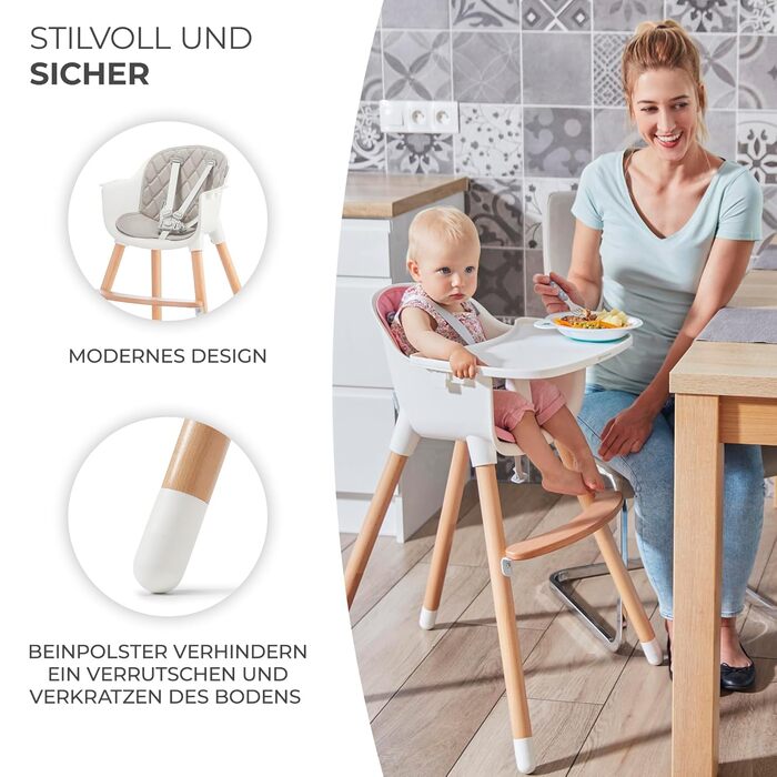 Дитячий стільчик Kinderkraft Sienna 2 в 1 сірого кольору, від 6 місяців до 4 років
