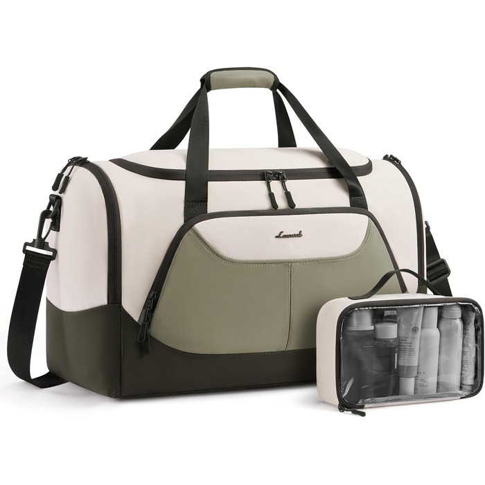 Спортивна сумка LOVEVOOK 30L для жінок з відділенням для взуття та мокрих речей, невелика сумка для залу, плавання, сауни, ручної поклажі для спорту, фітнесу, тренувань та подорожей, водонепроникна дорожня сумка-мішок (B-бежевий, 45x24x28см)